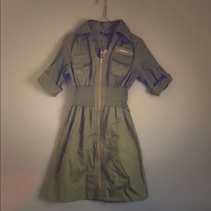 Olive green fitted dress